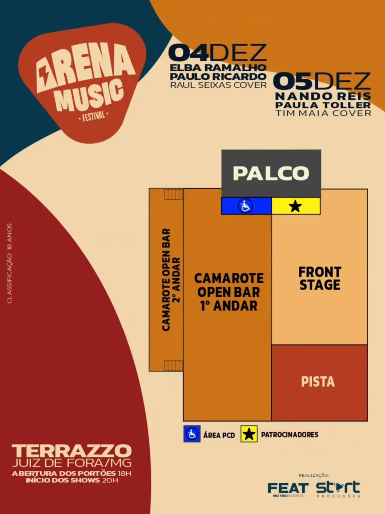 Mapa dos setores Arena Music Festival 2026